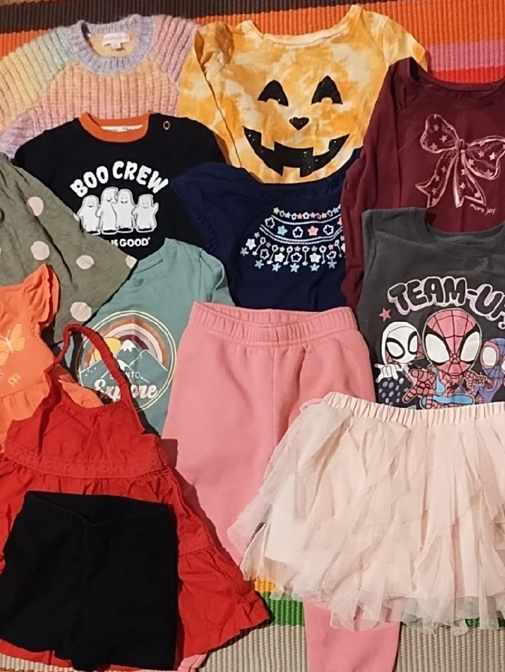 Girls' Mixed Outfit Bundle - Pink, Red, Peach, Navy 13 Pieces 2-3T. VGC.